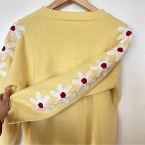 Vintage Yellow Sweater with Floral Design